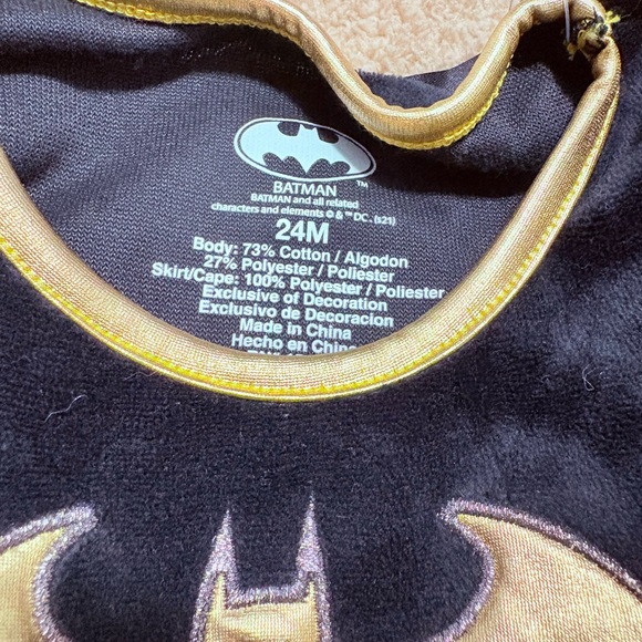 DC 24 Month Girl Batman Costume Dress Up Dress With Came & Headband Velvet Dress - Picture 6 of 7